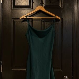 Emerald Green Satin Dress